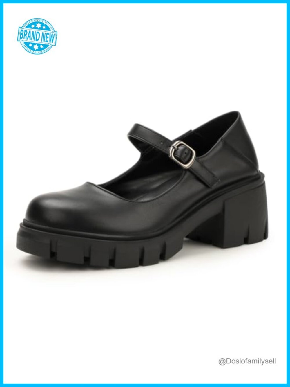 Mary Janes Platform Low Block Heel Closed Round Toe Dress Pumps